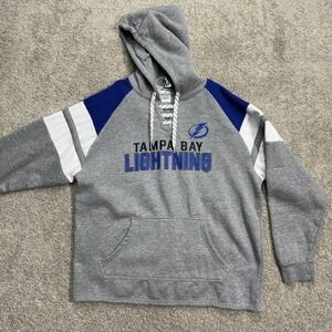 Champion Tampa Bay Lightning Hoodie Mens XL Gray NHL Lace Up Hockey Sweatshirt